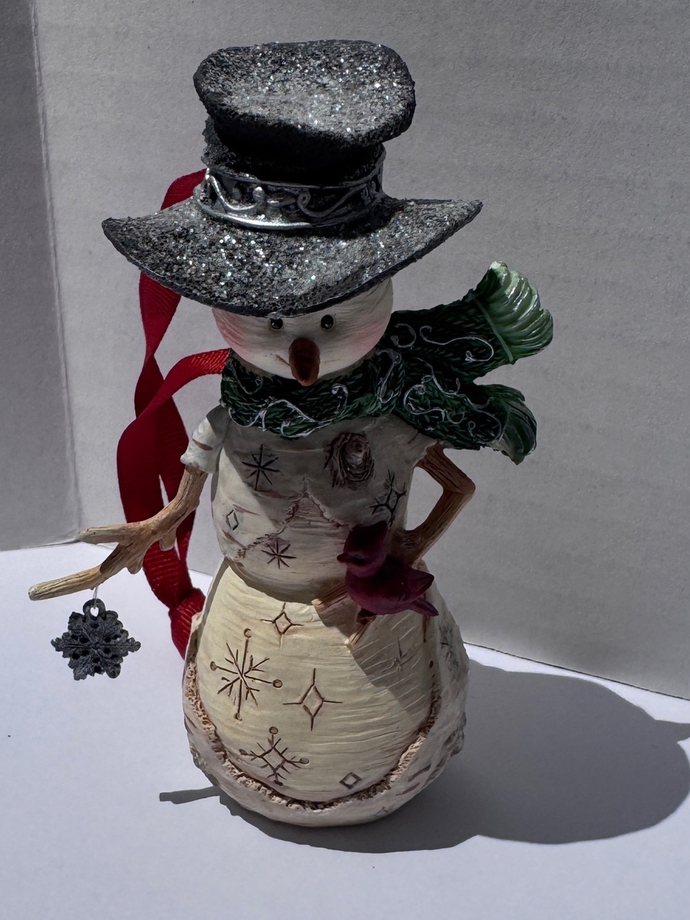 BirchHearts 81002 Snowman with Snowflake and Cardinal Figurine 4" Ornament